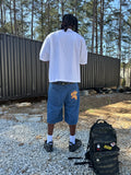 PINSTRIPE. BAGGY JORTS.